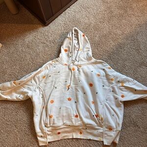 FP Movement by Free People Floral Hoodie - Cream with Orange and Green Accents